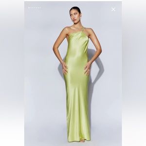 Meshki Avery Satin Maxi Halter Dress
